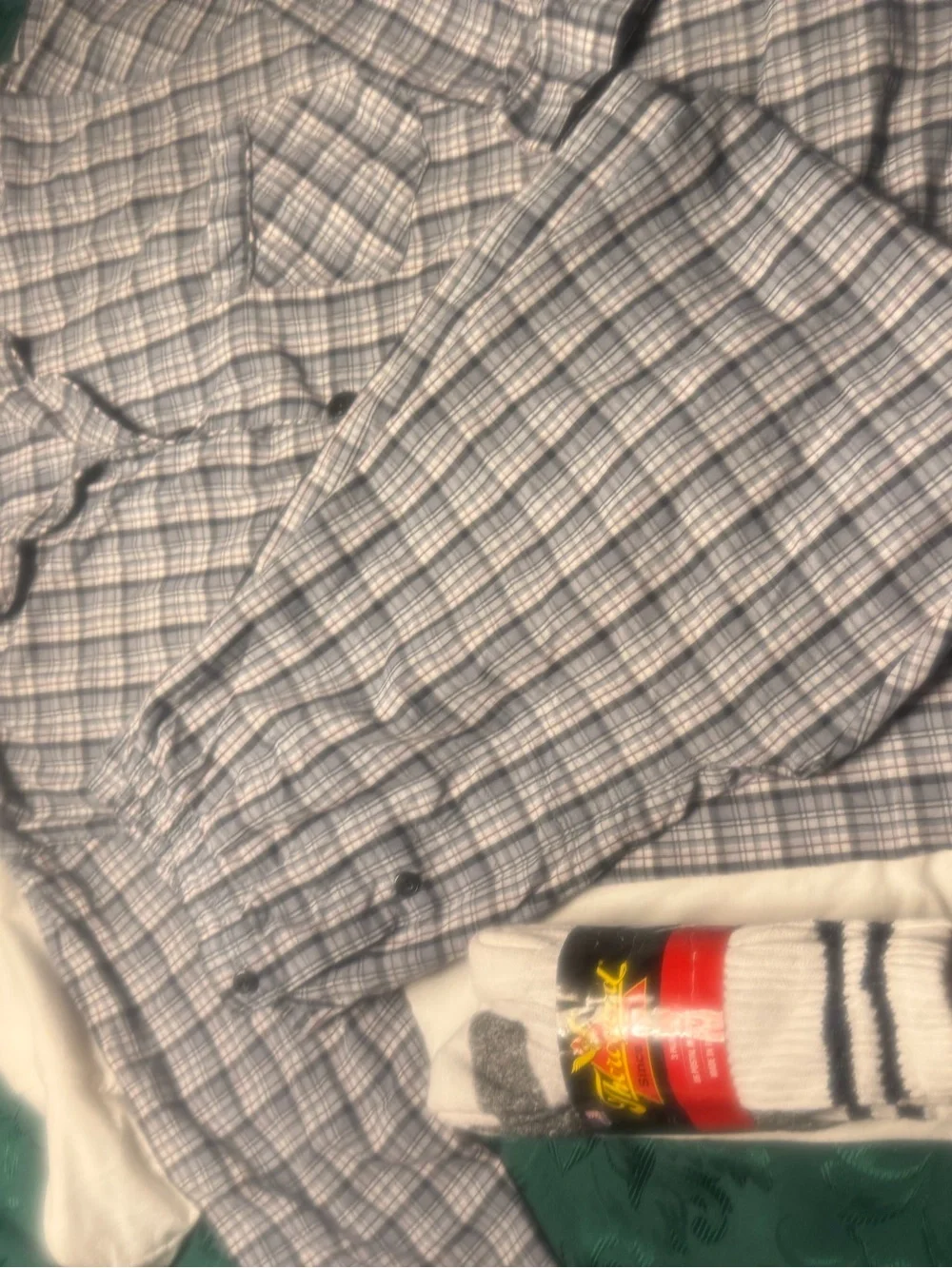 Men’s Hanes pajama M  undershirt L  socks L bundle pajamas are gray and white.